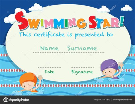 Template Certificate Swimming Award Stock Illustrations – 18 in Free Swimming Certificate